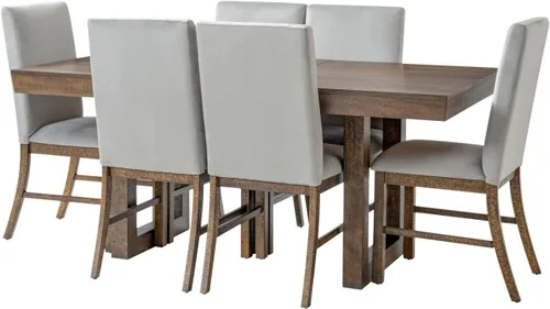 Vista 9 de LUMISOL 7 Piece Dining Table Set for 6, 60 to 72 Inch Extendable Dining Table with 12 Inch Butterfly Leaf and 6 Upholstered Chairs, Rustic Wood Brown