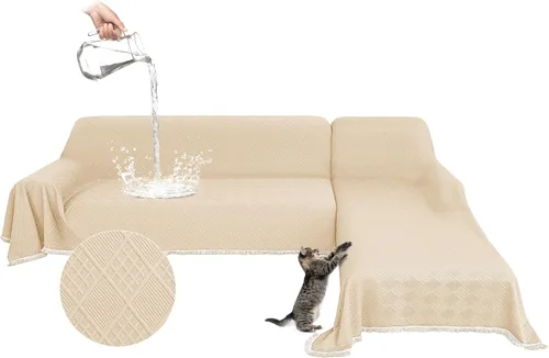 Vista 14 de Fundas impermeables para sofá modular en forma de L, 2 piezas, lavable, en forma de L, protector de muebles acolchado de jacquard para perros, Gris
