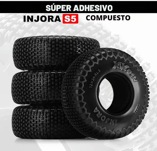 Vista 4 de INJORA Neumáticos Pin de 1.3" XHX para TRX4M SCX24, 72 * 24mm, Compuesto S5, 4 unidades (T1321)