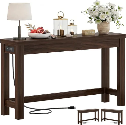 Vista 8 de Cyclysio Mesas de consola de 160 cm para entrada, mesas de consola largas para sala de estar, mesa detrás del sofá, mesa de entrada de granja