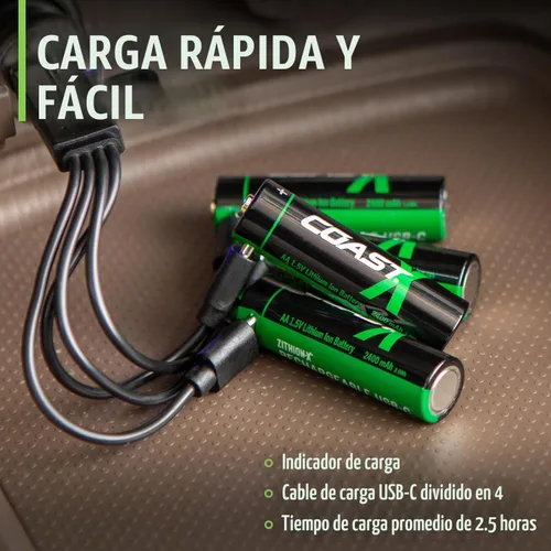 Vista 8 de Coast Zithion-X - Batería recargable AA (8 baterías) y estación de carga ZXCS16 de 16 puertos - Paquete combinado
