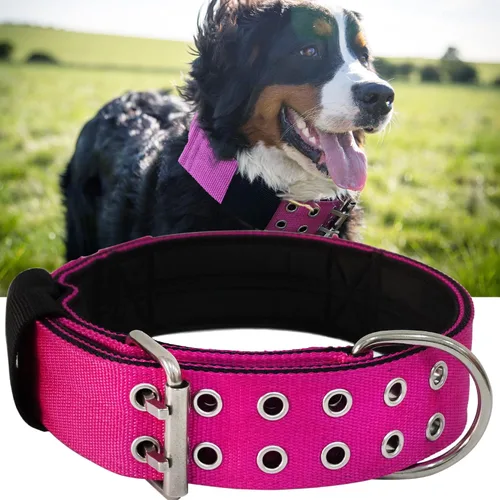Vista 11 de Collar de perro para perros grandes, collares negros de 2 pulgadas con asa para perros de raza extragrande, collar táctico de nailon K9 resistente