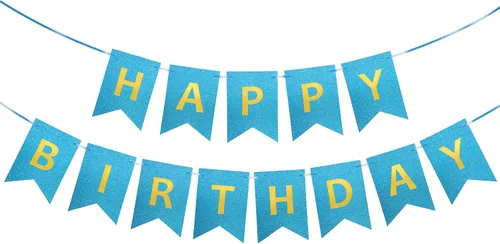 Vista 9 de Clabby Cartel de feliz cumpleaños negro con purpurina con letras brillantes de feliz cumpleaños con purpurina brillante para colgar suministros
