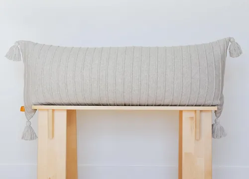 Vista 8 de Baked Clay - Funda de almohada lumbar acanalada, 14 x 36 pulgadas, tejido de algodón con borlas, acento acogedor para cama, sofá o banco de entrada