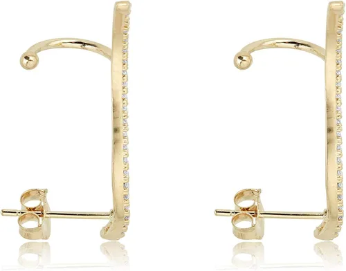 Vista 2 de AVORA Pendientes de oro de 10 quilates con circonita cúbica de diamante simulado para trepadorescalador, Metal Piedra Oro amarillo Diamante