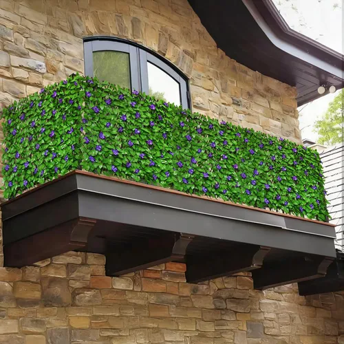 Vista 4 de Protección de privacidad de valla expandible para balcón y patio al aire libre, panel decorativo de valla de hiedra sintética, setos artificiales