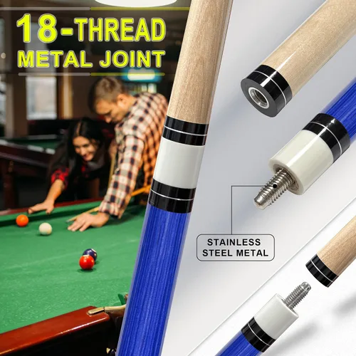 Vista 3 de HomeSeason 58 inch Pool Cue Stick Canadian Maple Wood 13mm Tip - 20oz Perfect for Precision Play, Low Deflection Pool Cue for Enhanced Accuracy