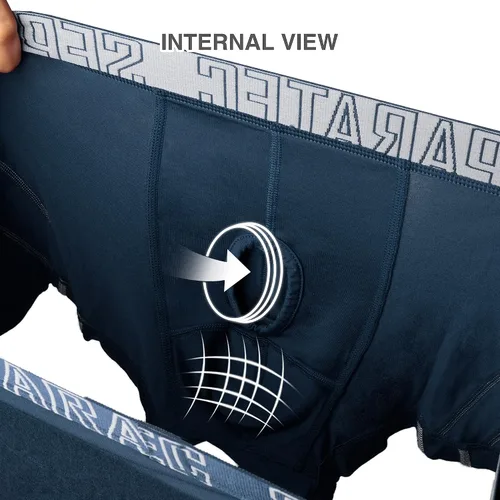Vista 5 de Separatec Ropa interior para hombre, ropa interior cómoda y suave de rayón de bambú con doble bolsa para hombres, paquete de 3 o 6