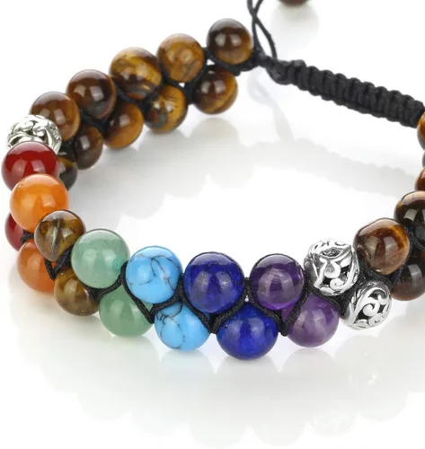 Vista 4 de TOP PLAZA - Pulsera de cuentas de chakras con 7 cristales curativos para yoga, meditación, relajación, ansiedad, para hombre y mujer