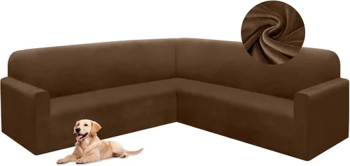 Vista 66 de HDCAXKJ Fundas de sofá seccional de esquina de terciopelo elástico en forma de L, juego de fundas deslizantes suaves y gruesas en forma de U
