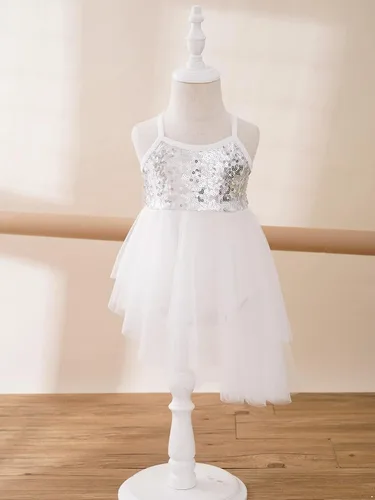 Vista 3 de CHICTRY Vestido de leotardo de baile con falda de ballet brillante para niñas y niños