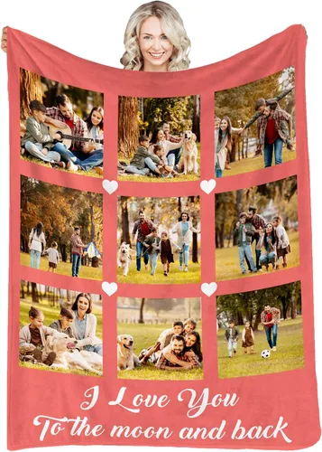 Vista 31 de Manta personalizada con fotos, texto, fotos personalizadas, mantas para adultos y niños, cumpleaños familiar, 1 foto, 50 x 40 pulgadas