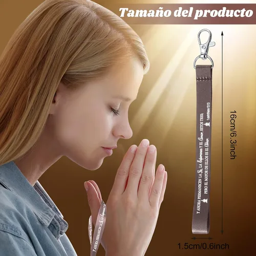 Vista 2 de 45 llaveros cristianos a granel inspiradores con versículos bíblicos, llaveros de poliéster con escritura, regalos de fiesta religiosa
