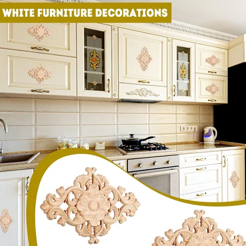 Vista 2 de 20 piezas de apliques largos de madera tallada Onlays para muebles tallados, calcomanías decorativas de tallado de madera para pared, puerta