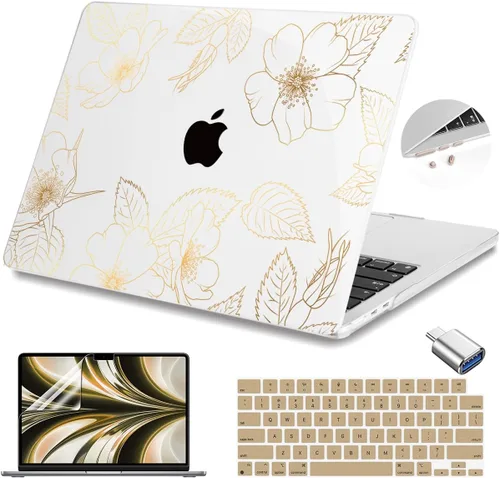 Vista 20 de Teryeefi Funda rígida para MacBook Air M3, M2, M4, MacBook Air de 13 pulgadas 2025, 2024, 2023, 2022, versión A3240, A3113, A2681, carcasa rígida