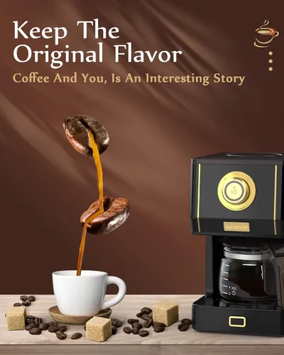 Vista 5 de Amaste Cafetera, Máquina de Café de Goteo Estilo Retro de 25 Oz con Jarra de Café de Vidrio con Filtro de Café Reutilizable y Tres Modos
