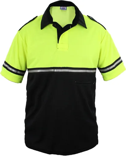 Vista 2 de First Class Camisa de patrulla de bicicleta de dos tonos con rayas reflectantes y bolsillo con cremallera