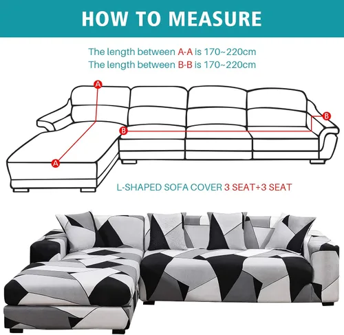 Vista 2 de LiveGo Funda de sofá en forma de L, 2 piezas, elástica y elástica de 3 plazas, protector de muebles con 4 fundas de almohada para sala de estar