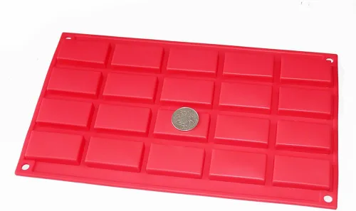 Vista 4 de X-Haibei Mini molde rectangular del silicón del jabón de la muestra del molde del caramelo del chocolate del jabón de la muestra 20-cavidad 0.5OZ