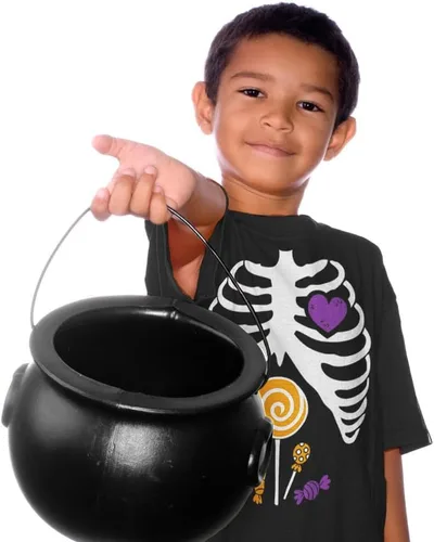 Vista 5 de Camisa de esqueleto con hilo dental con cabeza de calabaza, para danza, divertidas camisas de Halloween para jóvenes, niños y niñas