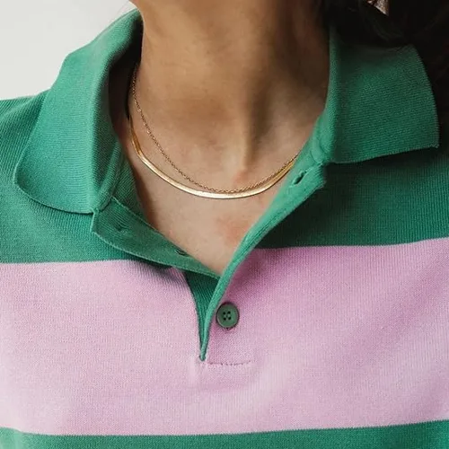 Vista 4 de Hey Harper - Collar de espiga de oro para mujer, juego de Nassau, impermeable, resistente al sudor, no se deslustra, collar de acero inoxidable