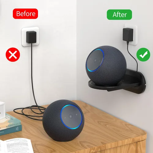 Vista 3 de PlusAcc Soporte de pared para Studio & HomePod & Era 100, negro Estante de soporte de montaje que ahorra espacio con espuma extraíble, gestión