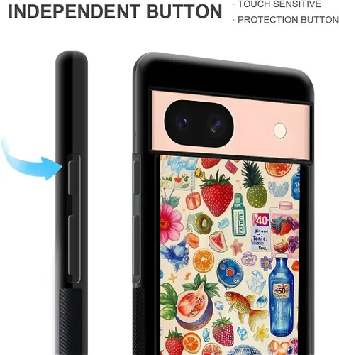 Vista 1405 de Compatible con Google Pixel 4A 5G Mobile Case Creative Acrylic Panel trasero Silicona Protección Grip especialmente diseñado para Google Pixel 4A 5G