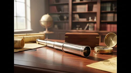 Vista 2 de 15" Handheld Telescopio de latón con funda de piel – Nautical Collector