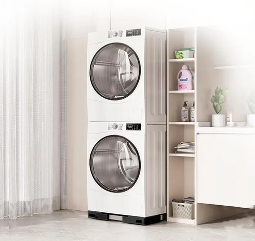 Vista 7 de Rodillos para electrodomésticos, resistente, ajustable, mini soporte para lavadora y secadora con 16 ruedas de bloqueo, base universal para muebles