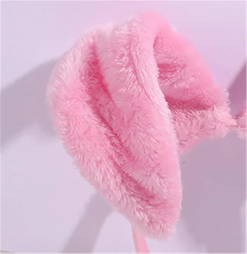 Vista 4 de JOYVIP Diadema de orejas de conejo de Pascua con orejas de conejo de peluche para fiesta de cosplay
