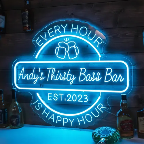 Vista 17 de Letrero de barra de neón personalizado para bar en casa, hecho a mano, regulables, personalizables, barras de neón 3D, letrero de luz de cerveza