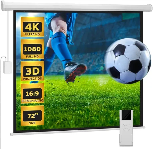 Vista 8 de Pyle PRJELMT76 - Pantalla de proyector portátil motorizada blanca mate de 72 pulgadas, pantalla de proyección automática con montaje en pared/techo