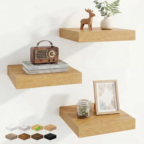 Vista 88 de Marsmiles 12in Depth Floating Shelves, 12x12x1.4, Rustic Brown, Set of 3 Marrón rústico