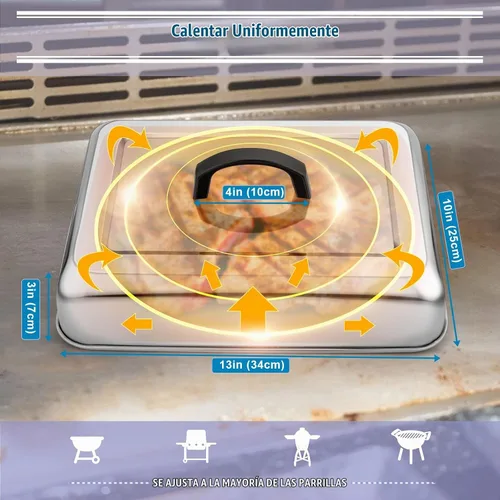 Vista 3 de HaSteeL Cubierta rectangular para untar queso, de acero inoxidable, tapa de tapa de vapor para queso, accesorios resistentes para parrilla