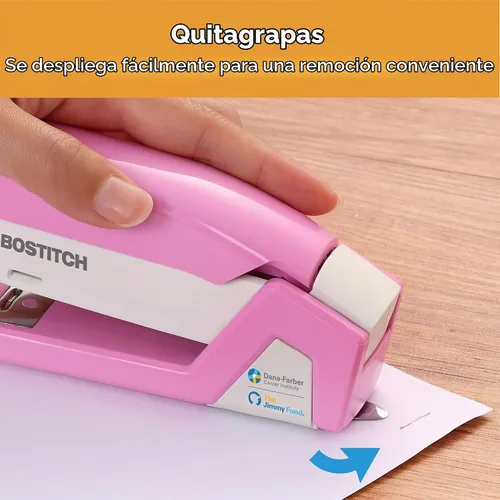 Vista 5 de Bostitch Office InCourage - Engrapadora compacta con resorte, 3 en 1, plástico, media tira, capacidad para 20 hojas, BCA rosa (1588)