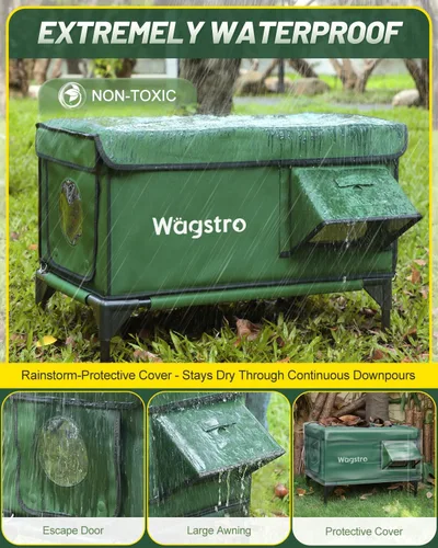 Vista 2 de Casa calefaccionada para gatos de exterior, casa calefaccionada aislada resistente a la intemperie para gatos de exterior con aleros impermeables