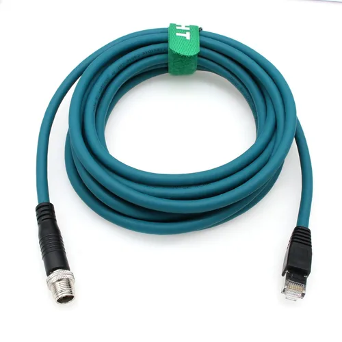 Vista 8 de M12 Ethernet 8 Pin X-Code RJ45 CAT-7e GigE Cable para cámara Basler Cognex Vision Sensor Lector de Código de Barras PLC Router Switch Red 1M