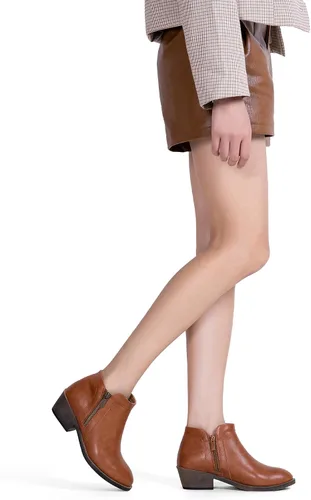 Vista 5 de Jeossy Botas de tobillo clásicas 9618 para mujer, botas de tacón grueso sin cordones para mujer