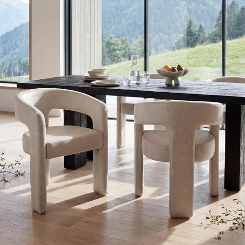 Vista 5 de Silla Moderna de Comedor Barrel, Silla Tapizada de Cocina de Piel Sintética con Brazos, Silla Lateral Cómoda para Sala de Estar/Oficina en Gris Pu