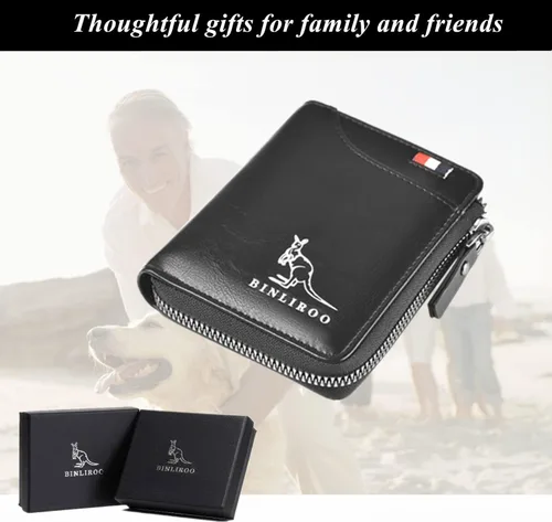Vista 6 de Yitomith Carteras de cuero para hombres con bloqueo RFID, ranura para tarjetas de identificación separada, Negro -, Classic