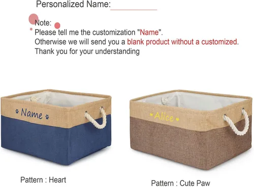 Vista 6 de Cesta plegable de almacenamiento de juguetes para perros y mascotas, fuente colorida personalizada, caja organizadora con nombre de mascota