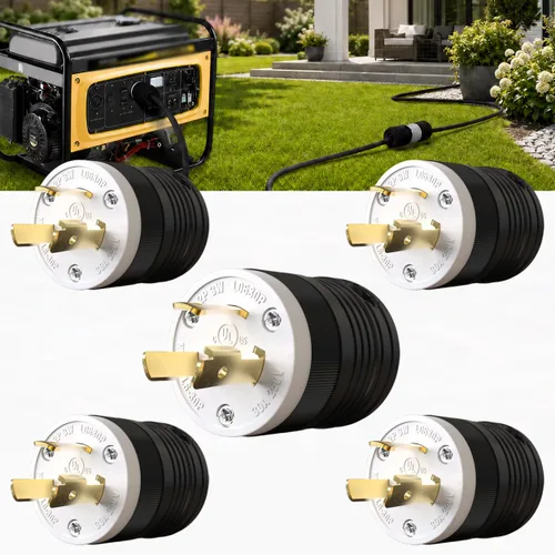 Vista 26 de Paquete de 1 enchufe de bloqueo NEMA L14‑30P de 30 amperios macho 30A 250V Twist Lock L14‑30, enchufe de grado industrial de 3 polos de 4 cables