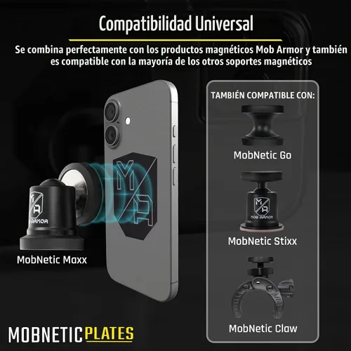 Vista 5 de Mob Armor MobNetic - Placas (2 unidades), compatibles con soporte magnético Mob para automóvil, placas de montaje universales para teléfonos