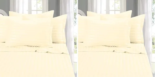 Vista 13 de Elegant Comfort - Juego de sábanas de 4 piezas, microfibra de 1500 hilos de calidad egipcia de lujo resistente a las arrugas, rayas estilo damasco