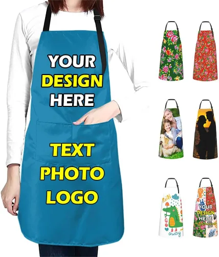 Vista 24 de Delantales impermeables personalizados para diseñar tu propia imagen, logotipo, texto, añadir fotos, delantal para cocinar hornear, 33 x 27.5