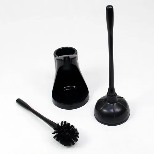 Vista 2 de Casaphoria Combo de émbolo de inodoro y cepillo para limpieza de baño, accesorios de baño, negro oscuro, 2