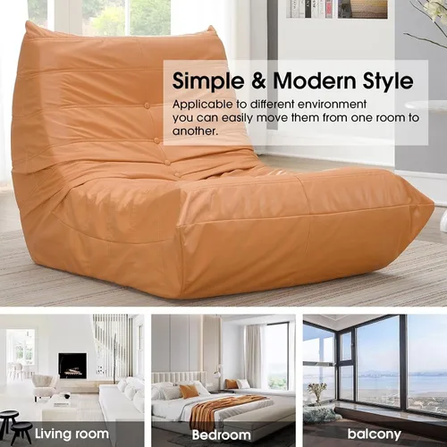 Vista 3 de Daesar Cómodo sofá perezoso de gran tamaño, moderno sillón sin brazos con respaldo retro de un solo asiento, sofá 100% relleno de esponja para sala
