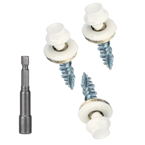 Vista 7 de Tornillos para techos de metal de 10 x 1 pulgada, tornillo para techo de chapa metálica con cabeza hexagonal negra y arandela EPDM para techos
