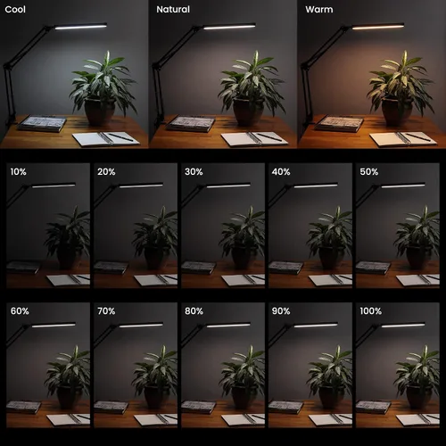 Vista 3 de Acurit Lámpara de escritorio LED con brazo oscilante, lámpara de escritorio flexible y duradera para oficinas, escritorios, espacios de trabajo