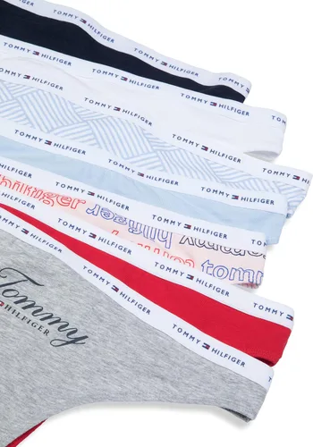 Vista 2 de Tommy Hilfiger Ropa interior de tela de algodón para mujer paquete múltiple de bragas de tanga gris jaspeado talla L de EE UU Texto en gris